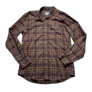 ROYAL ROBBINS Long Sleeve Plaid Flannel Shirt Brown Size Medium
